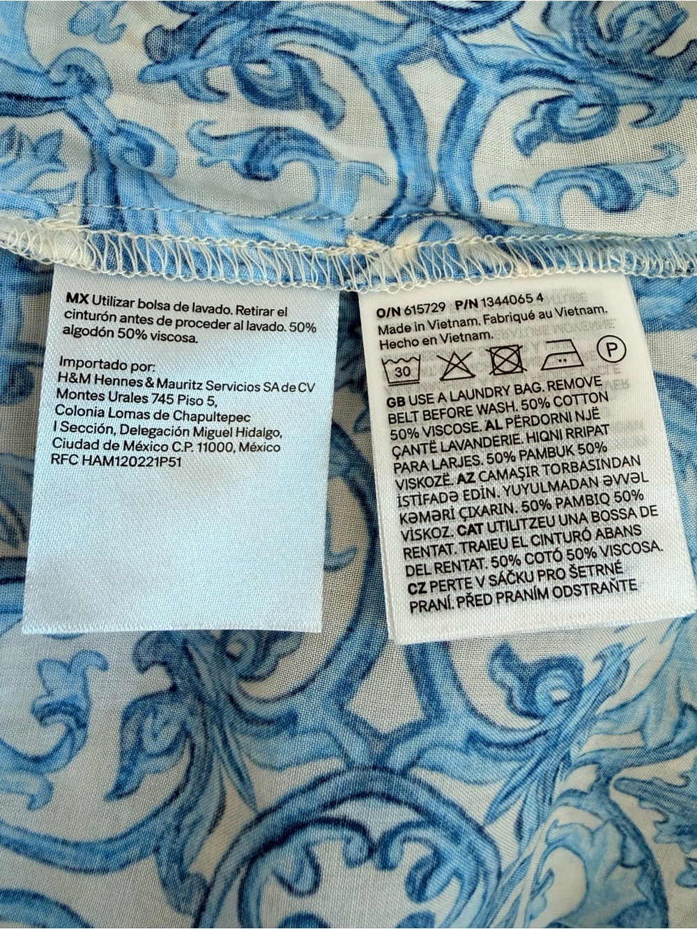 H&M Blue and White Printed V-Neck Midi Dress - Picture 12 of 12